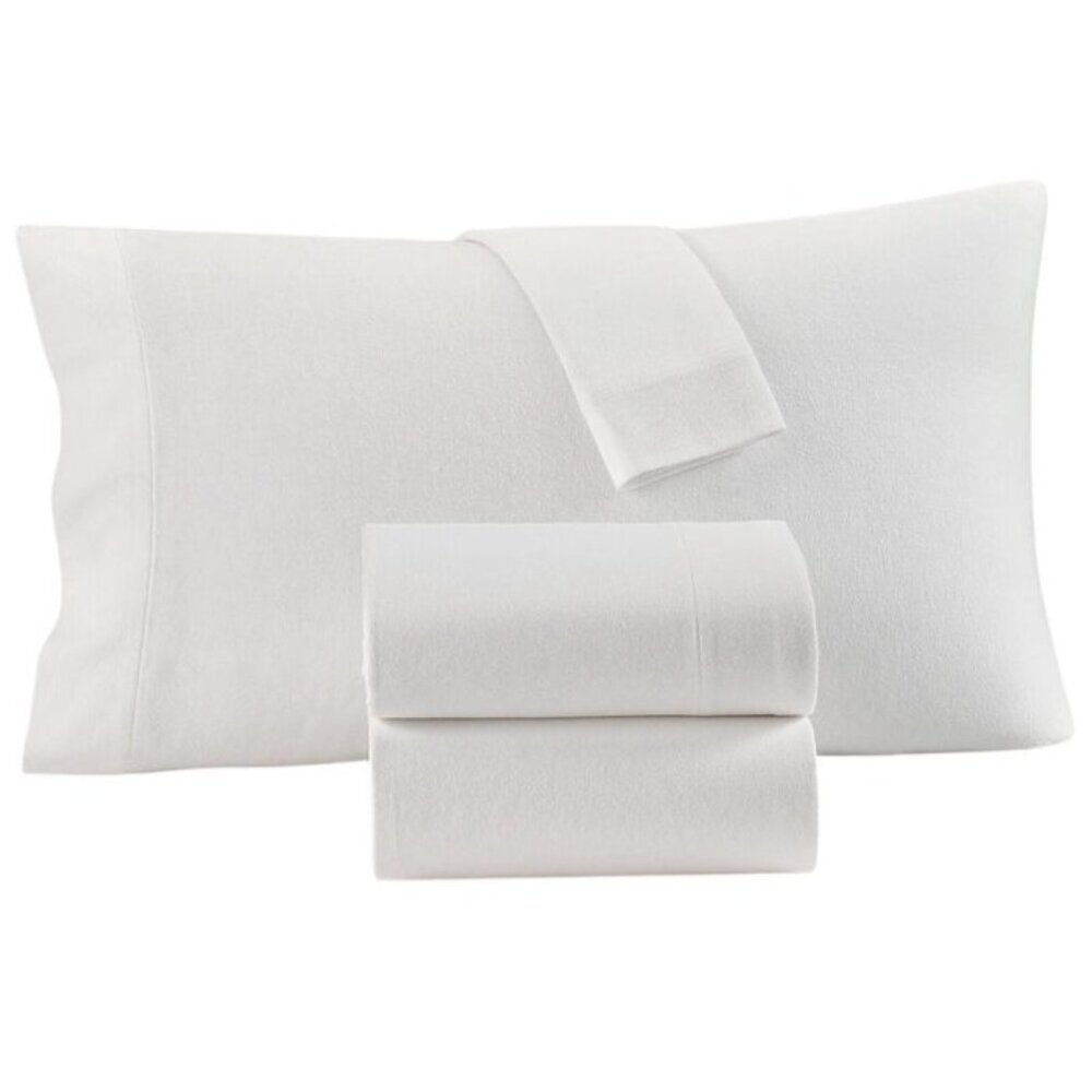 Charter Club Sleep Luxe Flannel 4 Piece Full Sheet Set White
